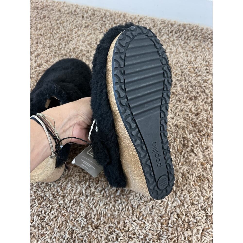 Birkenstock Papillion Black Shearling Cork Wedge Clog Mule EU 38 US 7 Wm’s NWT - Picture 12 of 12